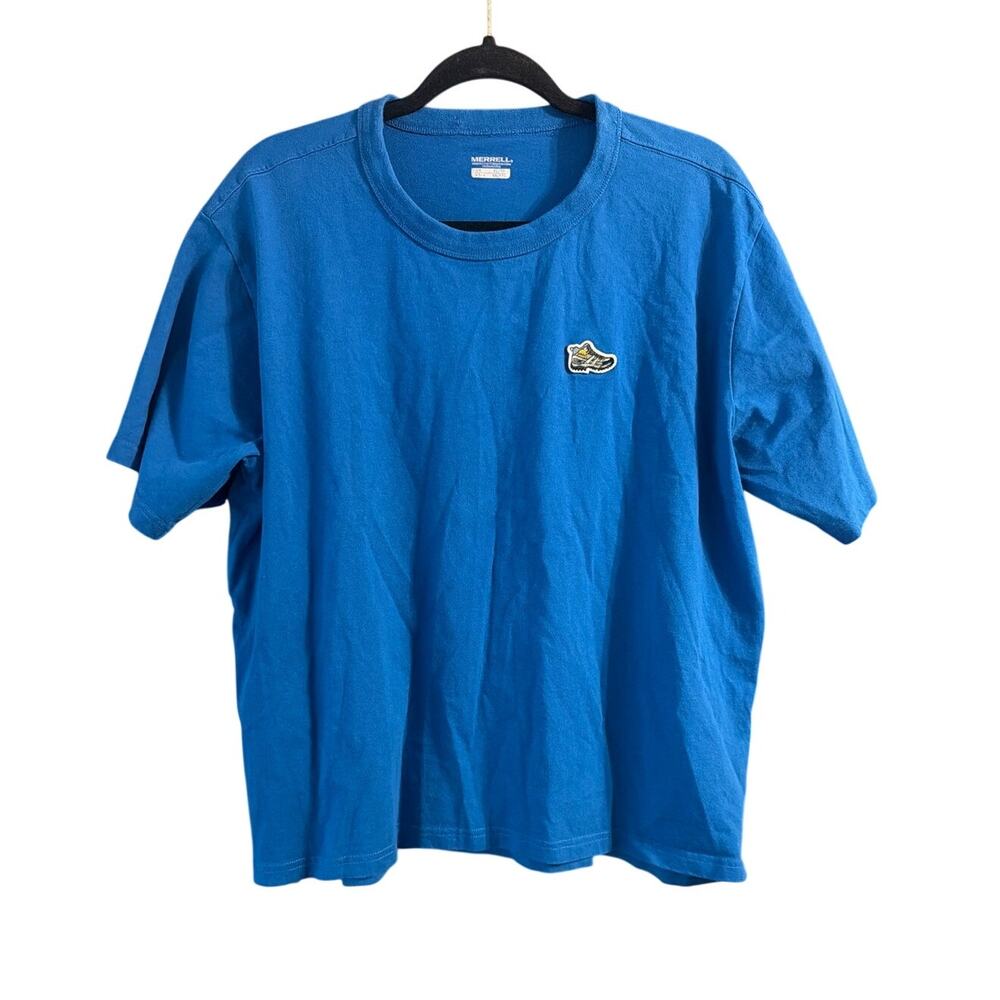 Merrell Men's Short Sleeve Blue Hiking Shoe Patch T-Shirt Size Extra Large XL